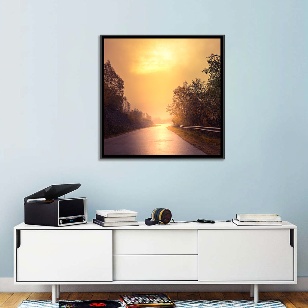 Windy Misty Forest Road Wall Art