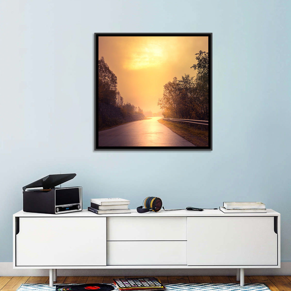 Windy Misty Forest Road Wall Art