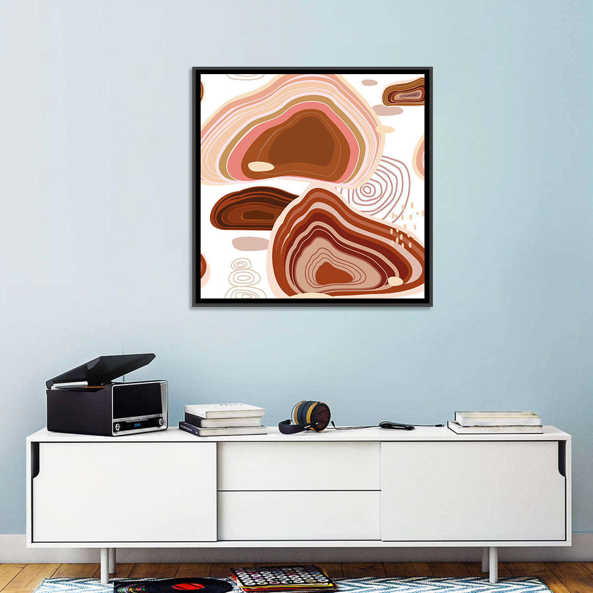 Precious Stones Abstract Wall Art in a room, square