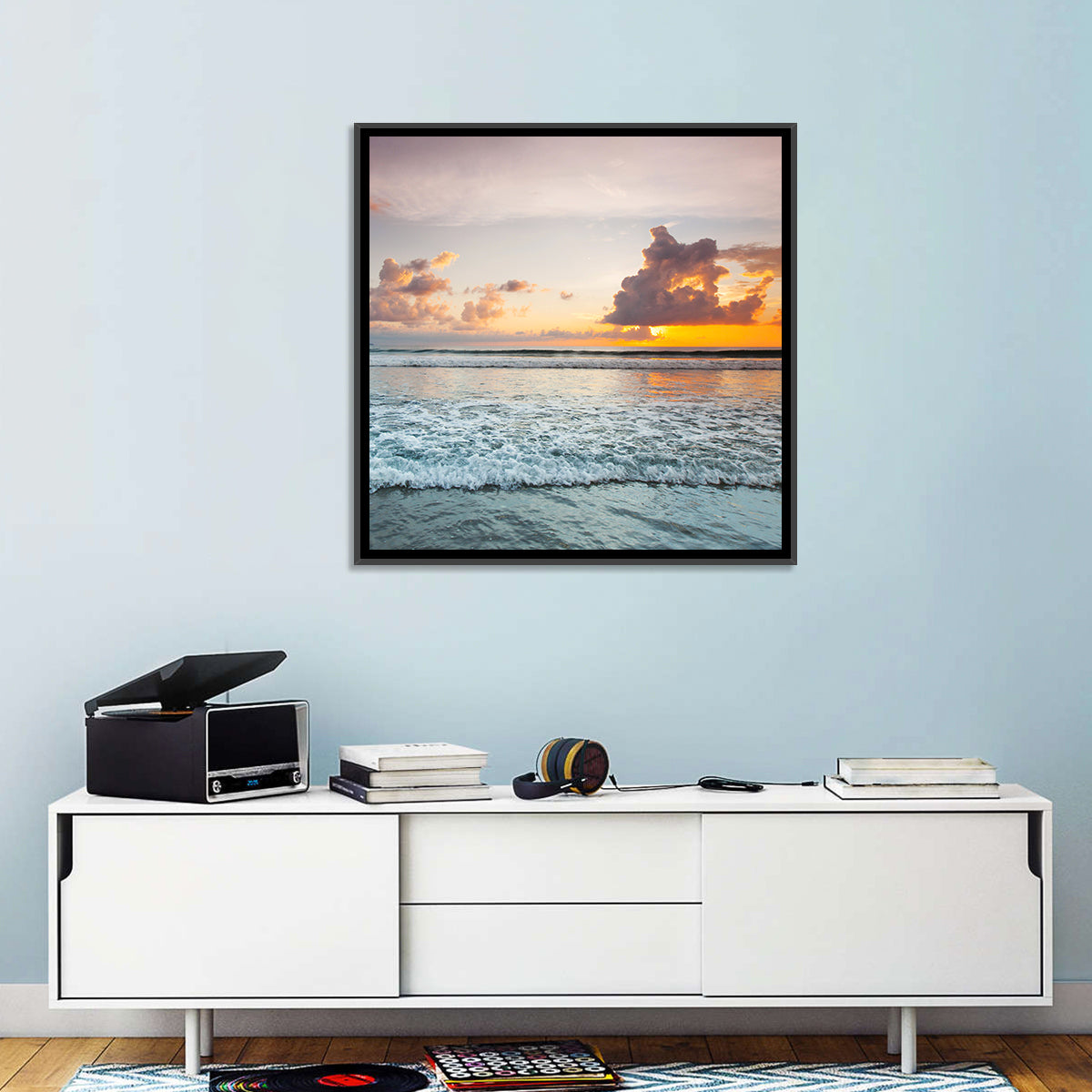 Cloudy Beach Sunset Wall Art