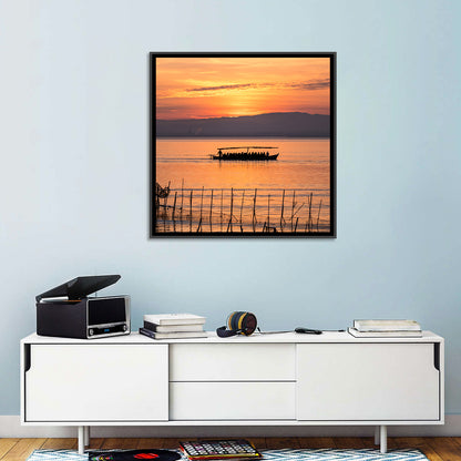 Albufera Sunrise Boat Silhouette Wall Art