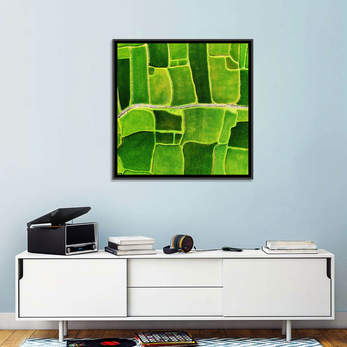 Verdant Rice Terrace Grid Wall Art