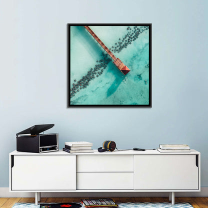 Aerial Red Pier Over Turquoise Water Wall Art