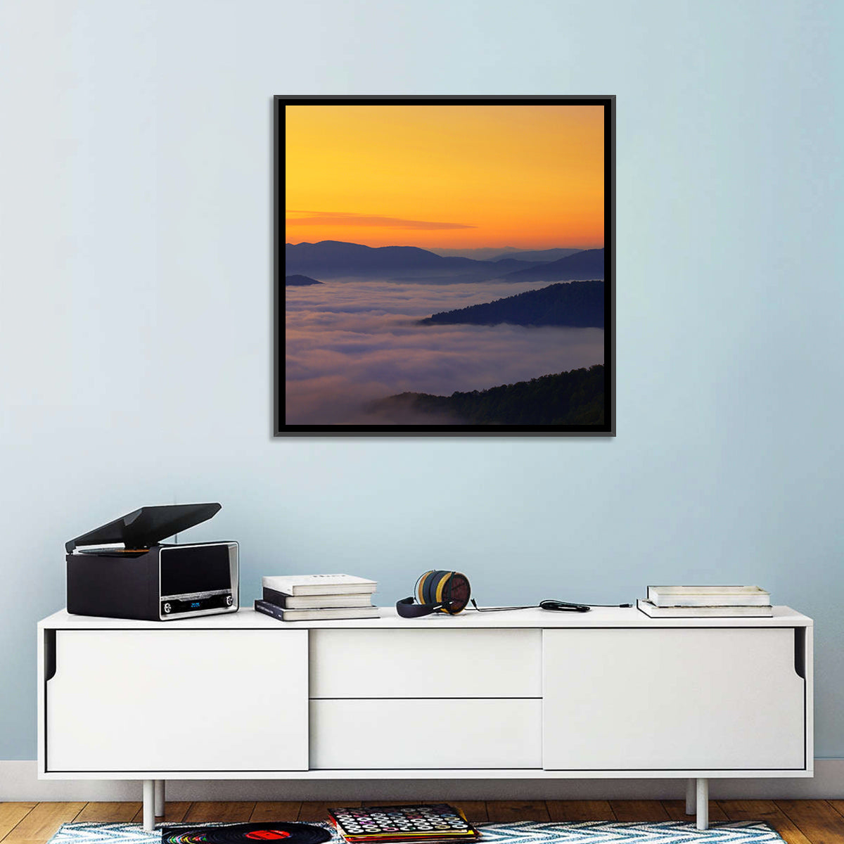 Cloud Sea Over Mountains at Golden Dawn Wall Art