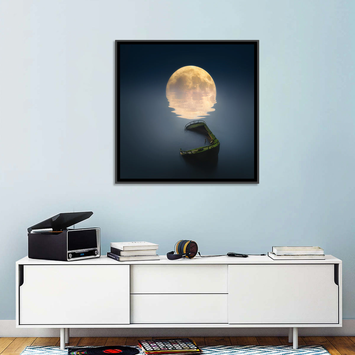 Moonlit Shipwreck Reflection Wall Art
