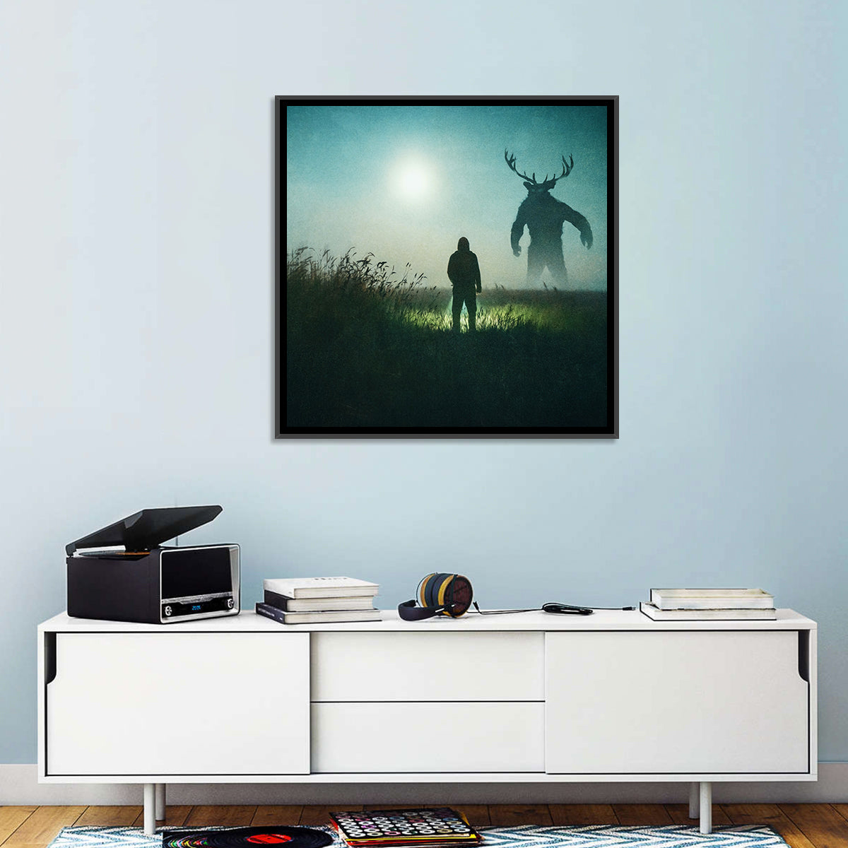 Antlered Shadow in Mist Wall Art