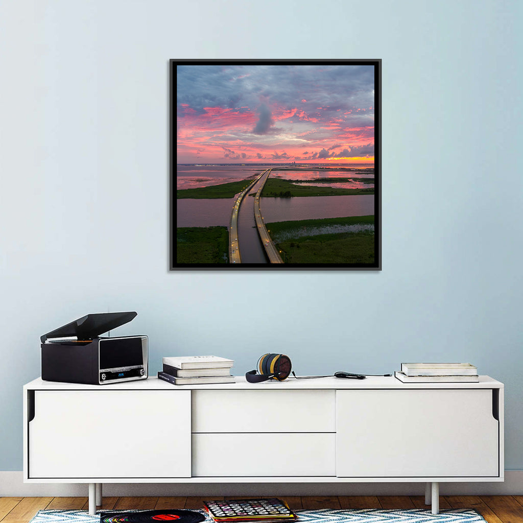 Mobile Bay Causeway at Dusk Wall Art