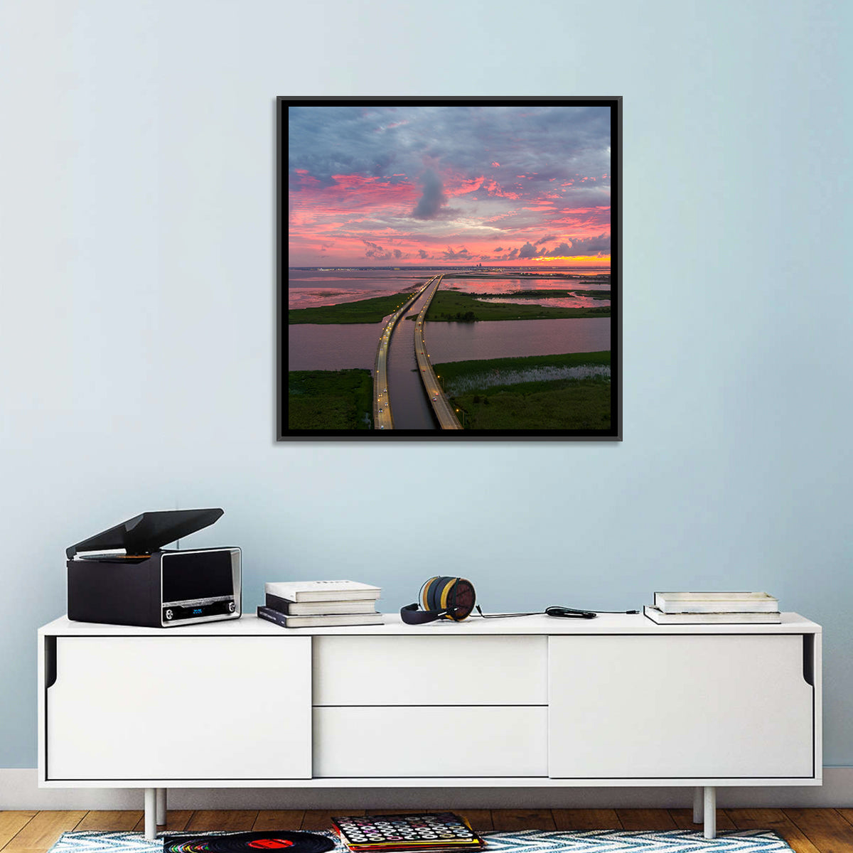 Mobile Bay Causeway at Dusk Wall Art