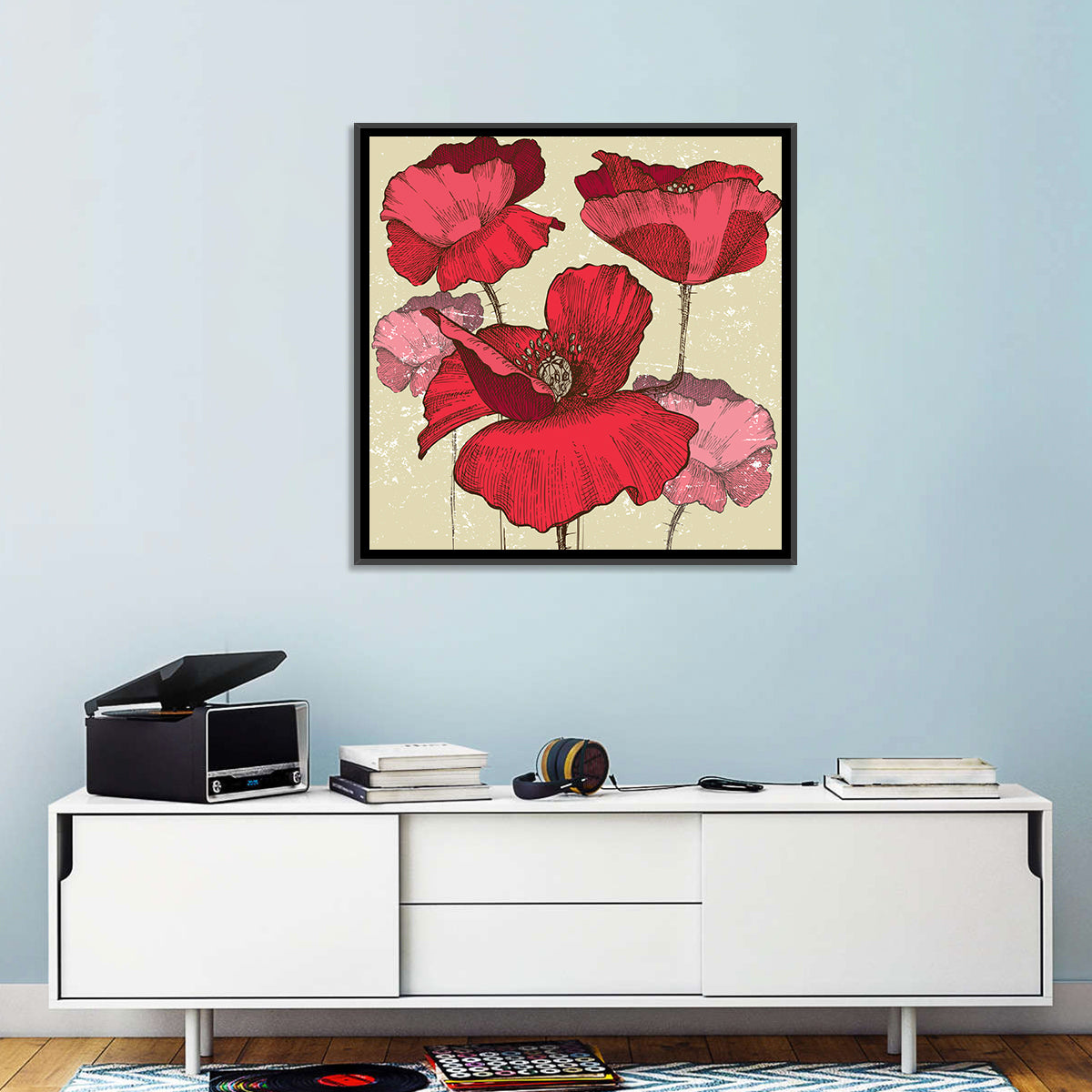 Vintage Poppy Illustration Wall Art
