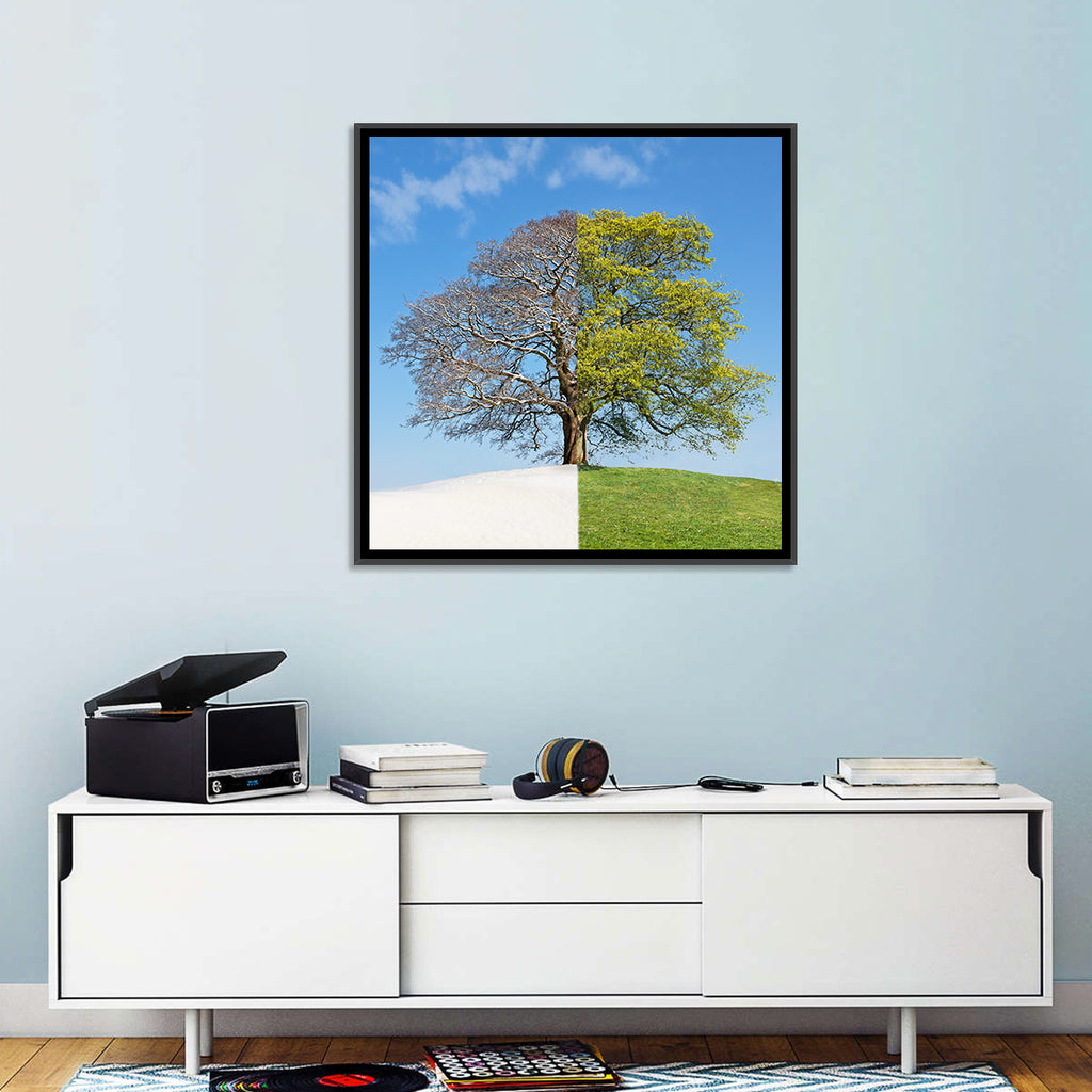 Split Season Tree Landscape Wall Art