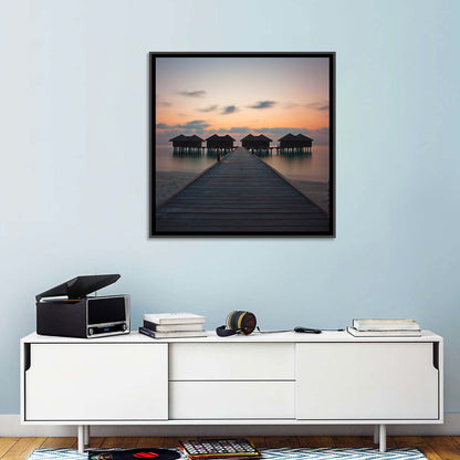 Overwater Bungalows at Sunset Wall Art