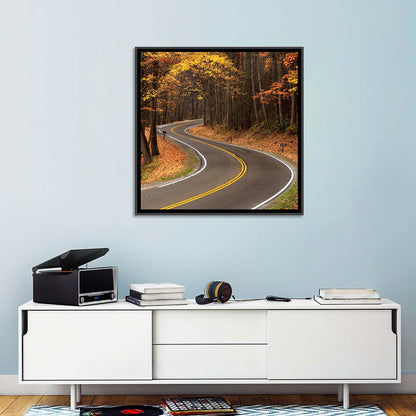 S-curve Road Through Autumn Forest Wall Art