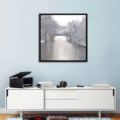 Yahara River Winter Stone Bridge Wall Art