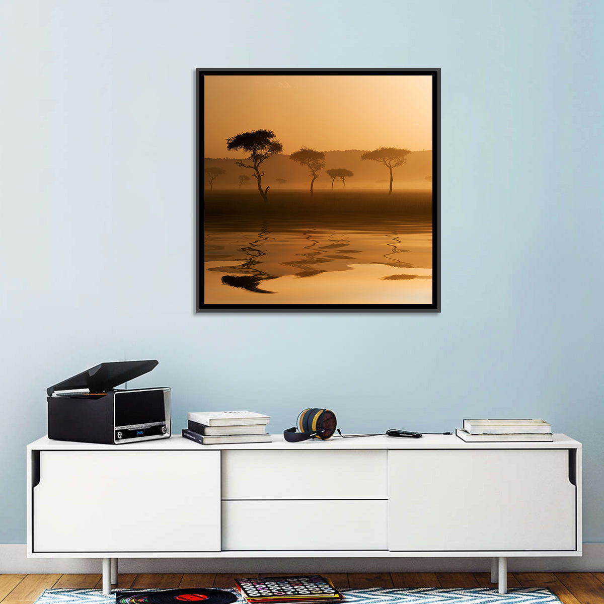 Savanna Sunset Acacia Silhouettes Wall Art