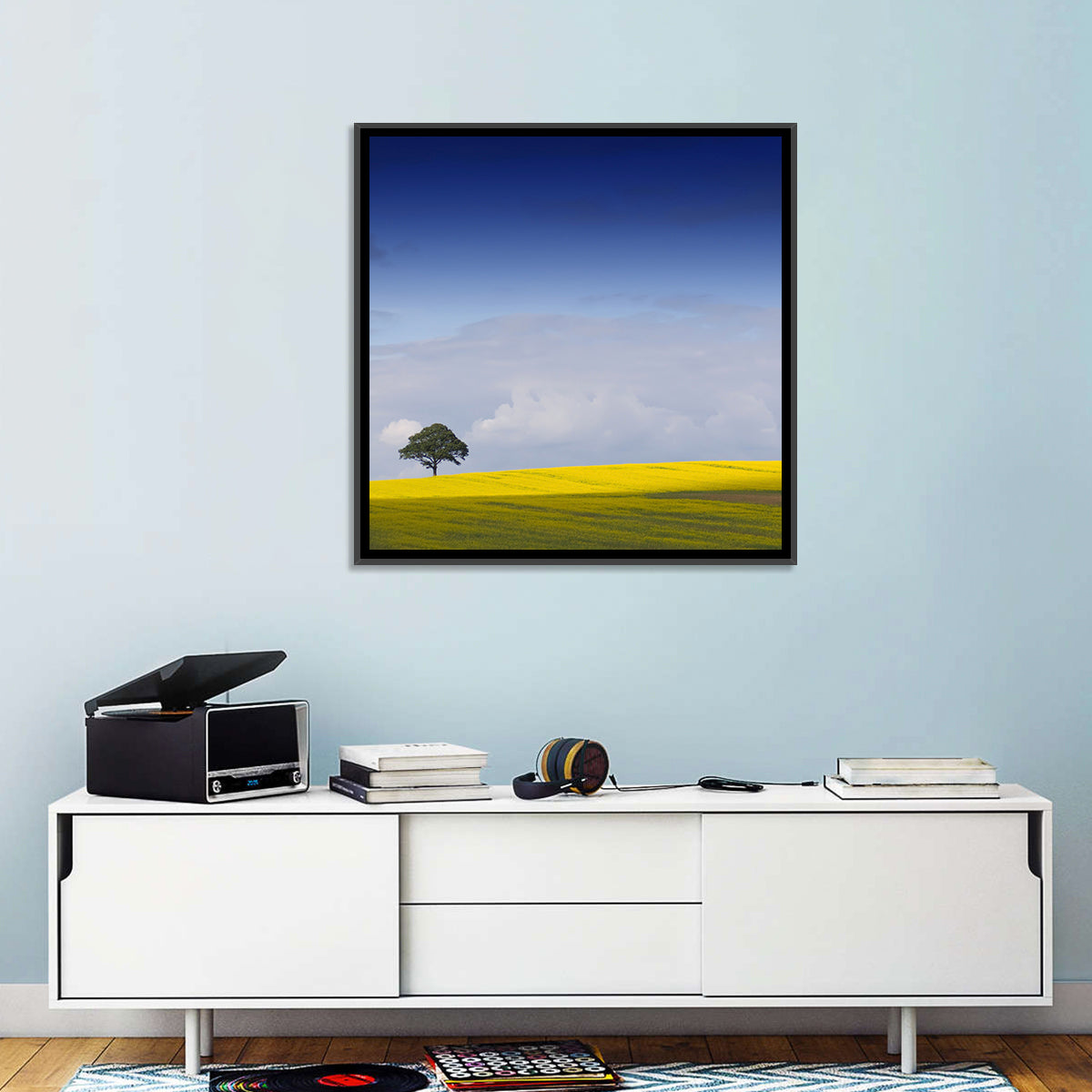 Solitary Tree Over Rapeseed Field Wall Art