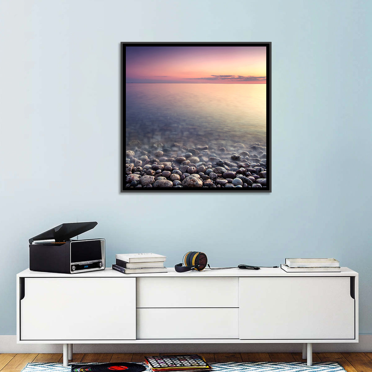 Pebbled Shore Sunset Wall Art