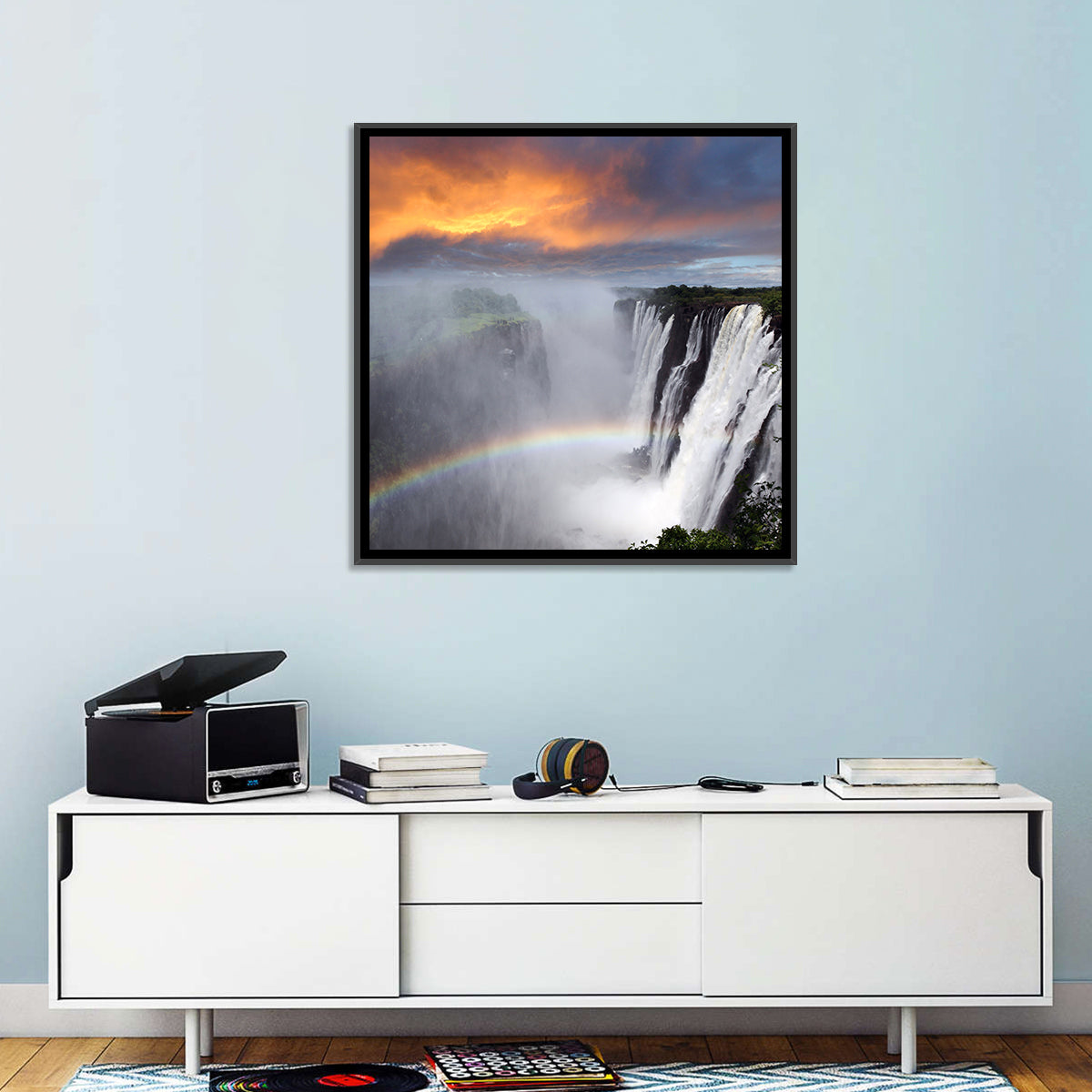 Victoria Falls Rainbow at Dusk Wall Art