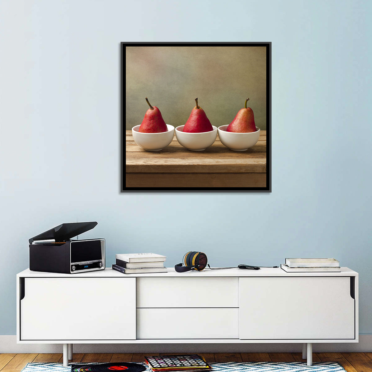Three Red Pears in Bowls Wall Art