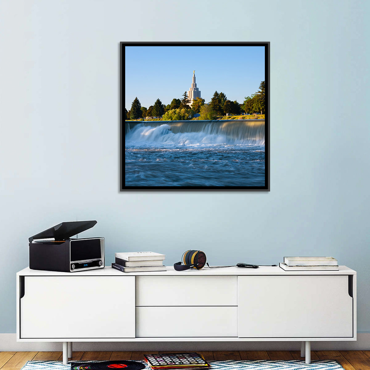 Idaho Falls Temple and Waterfall Wall Art