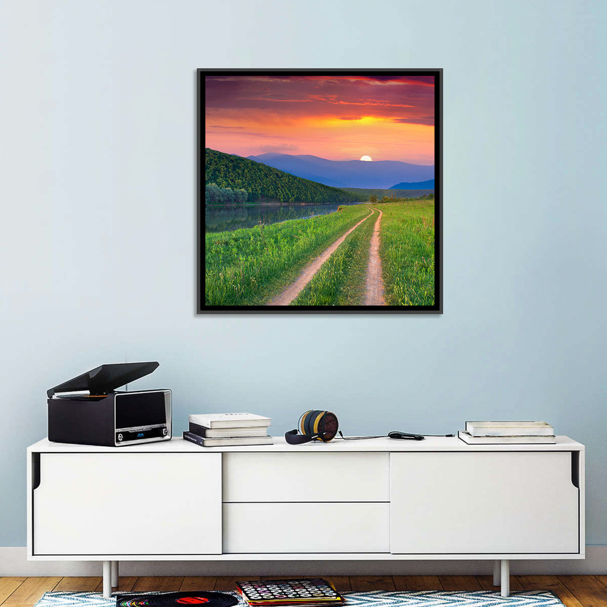 Sunset Path to Mountain Lake Wall Art