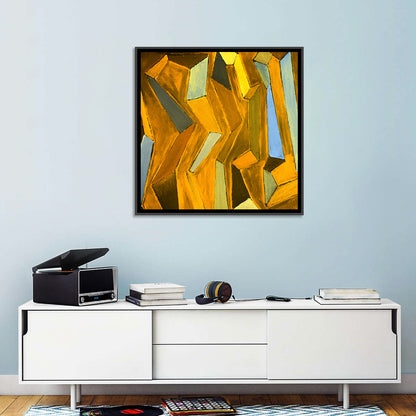 Golden Blocks Abstract Wall Art