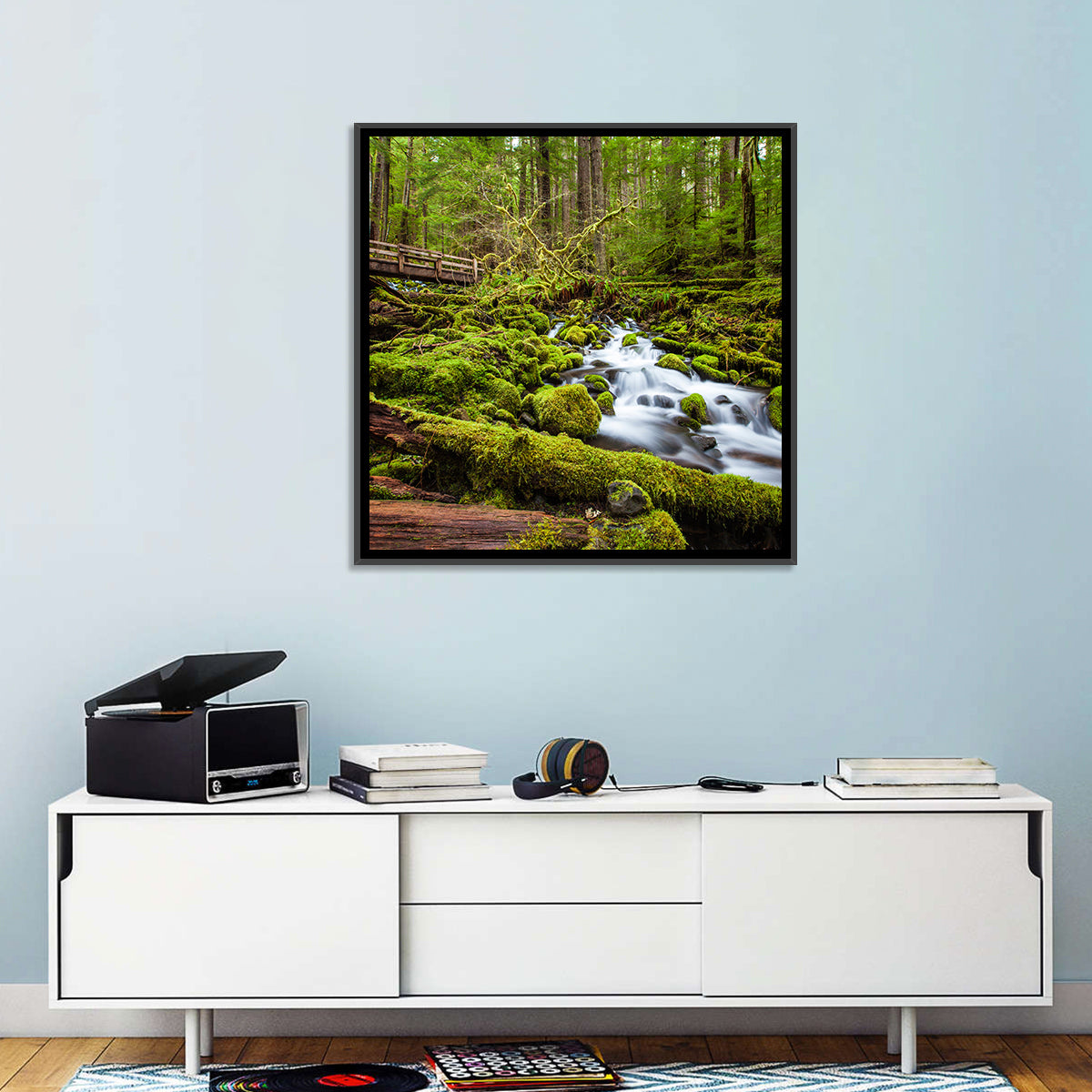 Mossy Cascade Forest Stream Wall Art