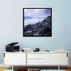 Misty Hillside Town Wall Art