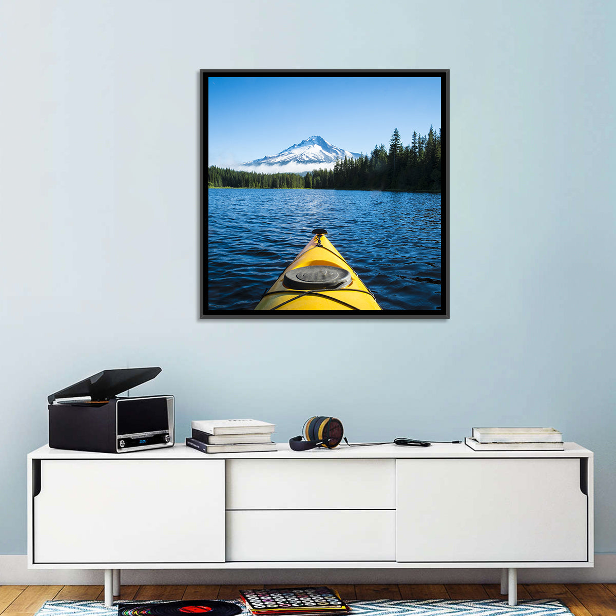 Yellow Kayak at Trillium Lake Wall Art