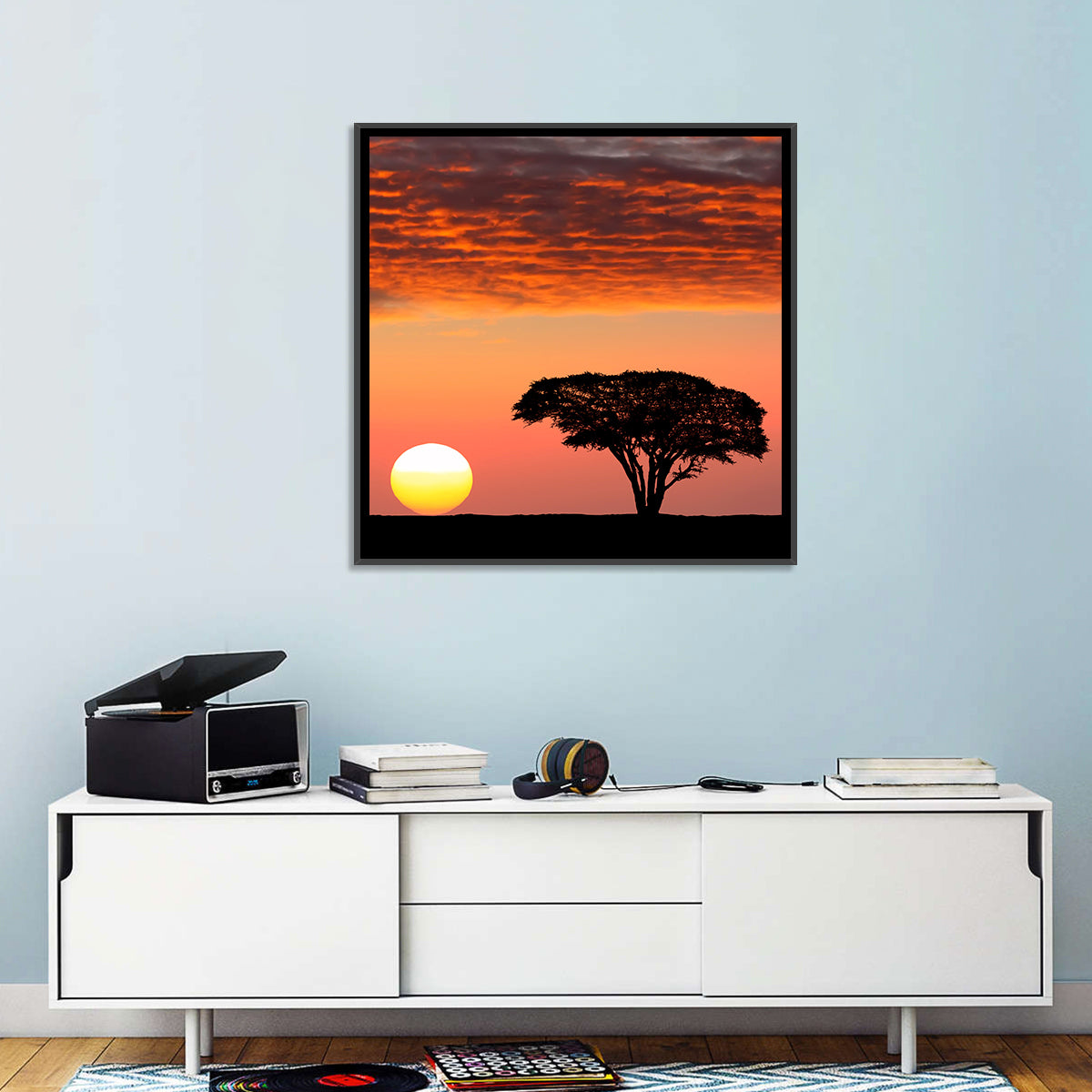 Serengeti Sunset Silhouette Wall Art