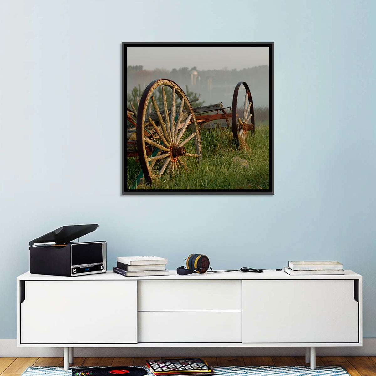 Weathered Wagon in Morning Mist Wall Art