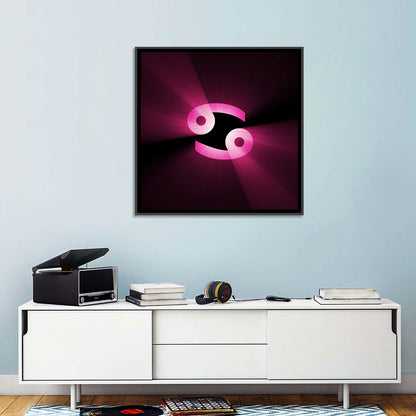 Glowing Pink Cancer Symbol Wall Art