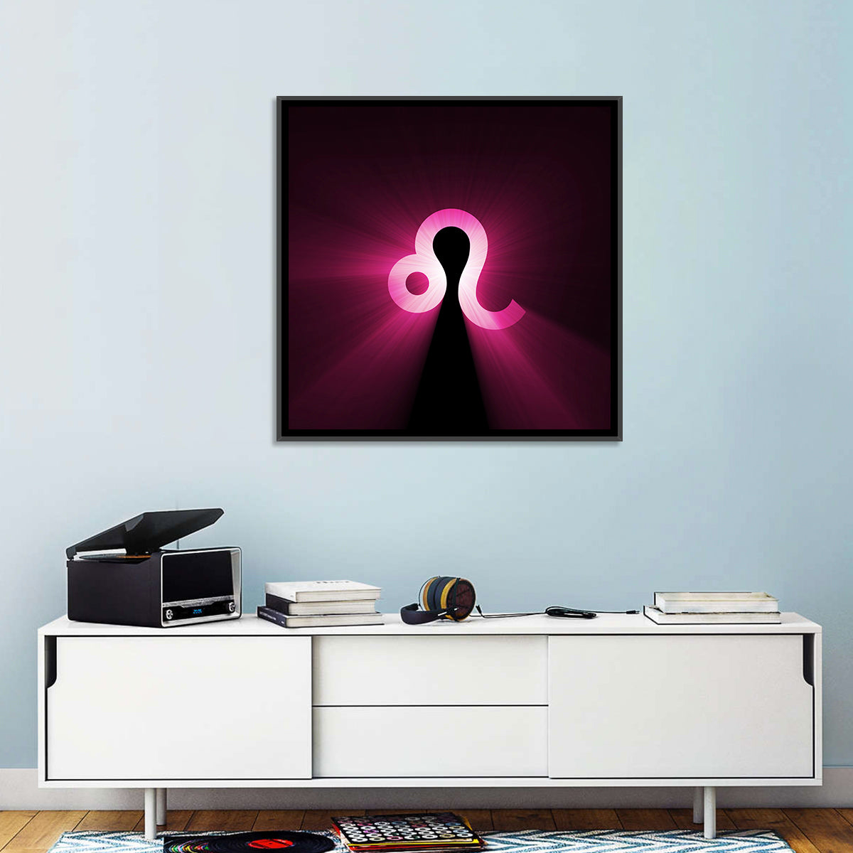 Glowing Magenta Leo Symbol Wall Art