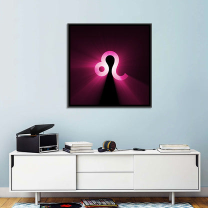 Glowing Magenta Leo Symbol Wall Art