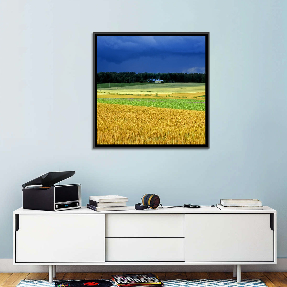 Cornfields Under Stormy Sky Wall Art
