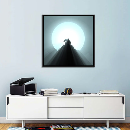 Moonlit Mountain Hut Wall Art