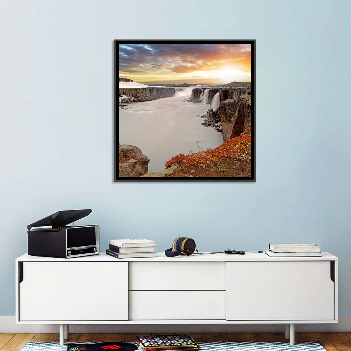 Selfoss Waterfall at Sunset Wall Art