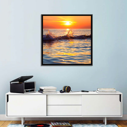 Lake Michigan Sunset Waves Wall Art