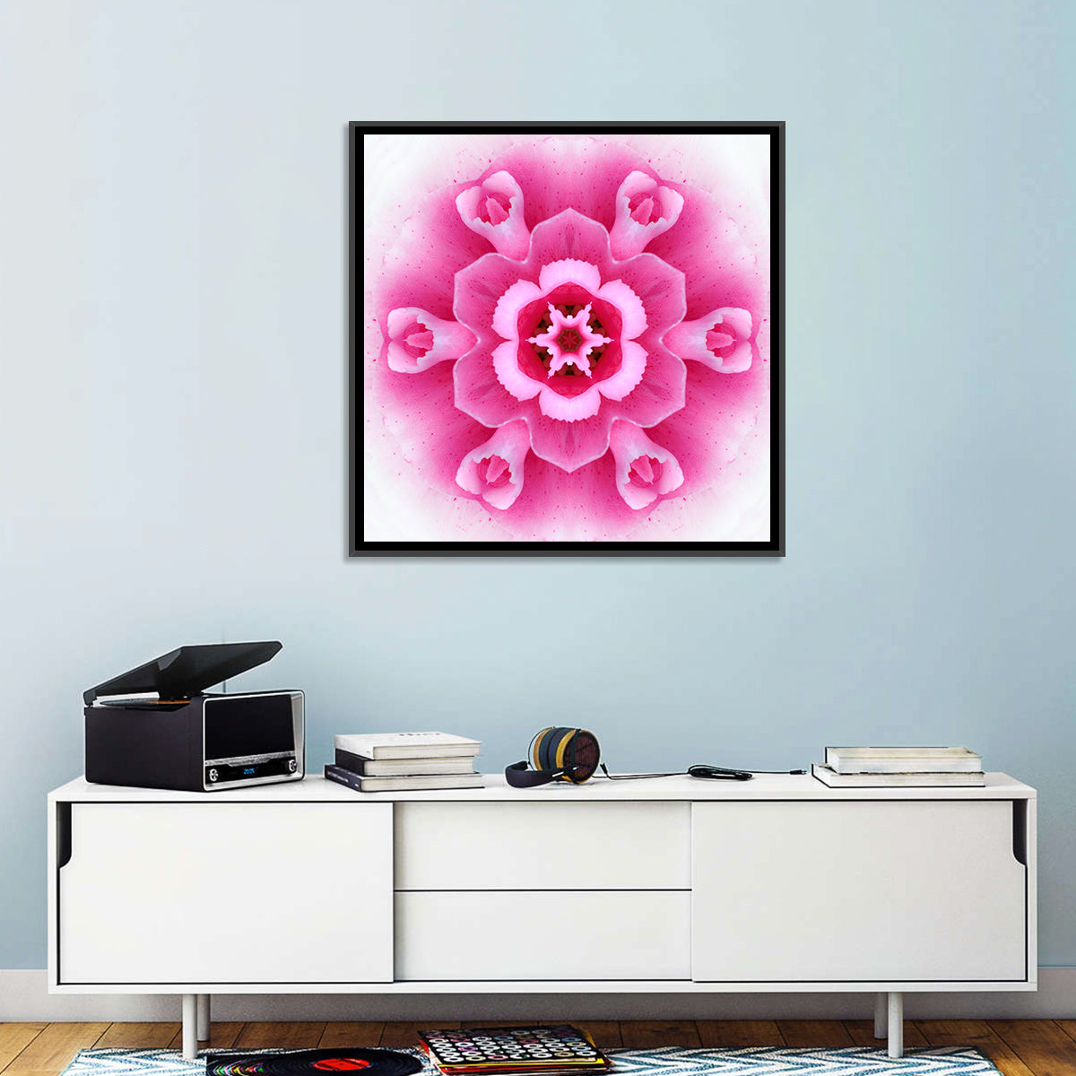 Pink Carnation Kaleidoscope Mandala Wall Art