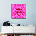 Kaleidoscopic Chrysanthemum Mandala in Magenta Wall Art