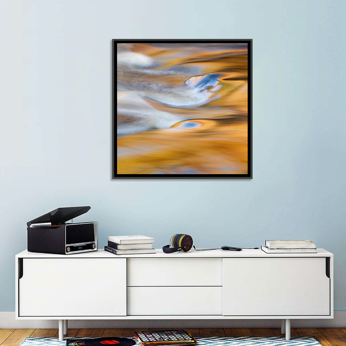 Golden Water Abstraction Wall Art
