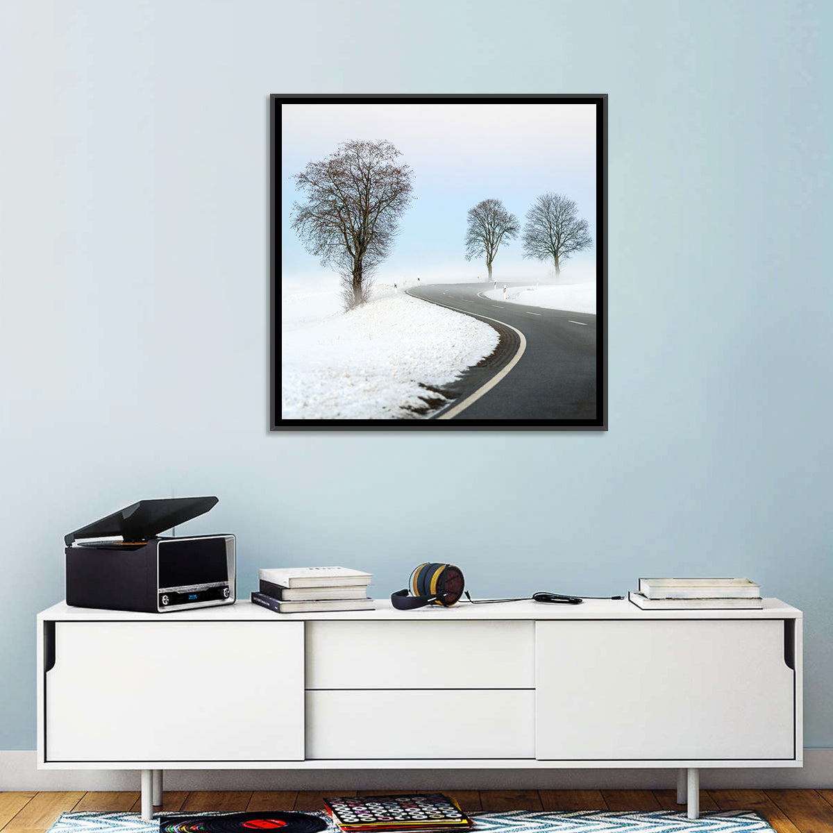 Foggy Winter Road Wall Art