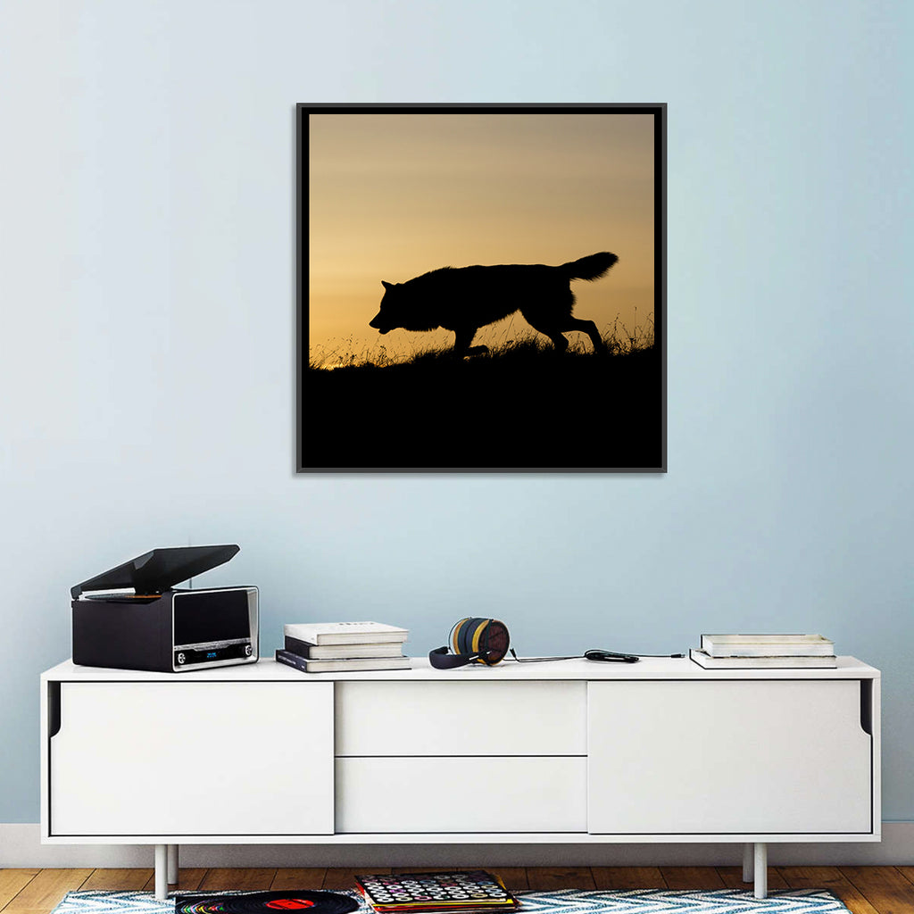 Wolf at Golden Horizon Wall Art