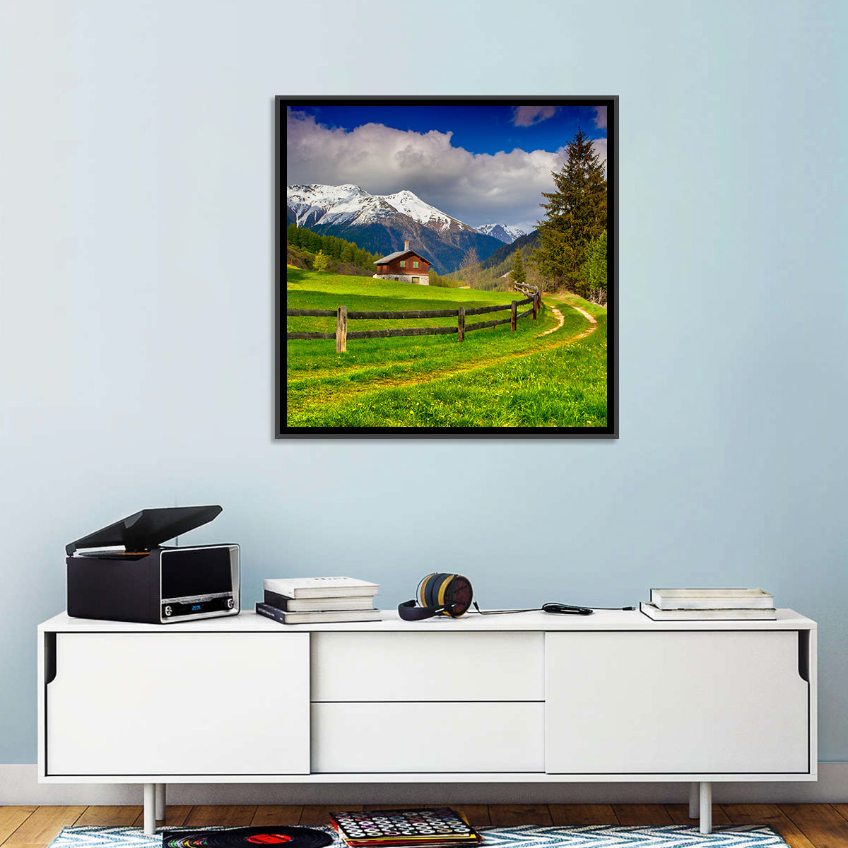 Alpine Meadow Cabin, Swiss Alps Wall Art