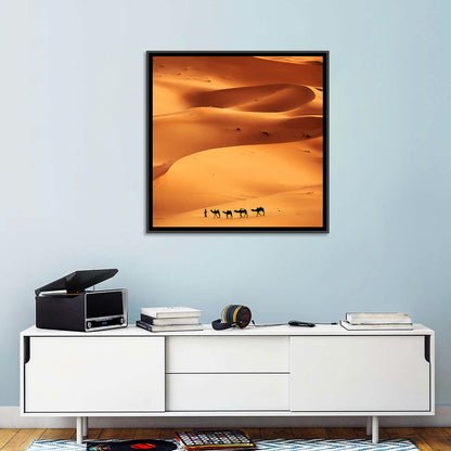 Desert Camel Caravan in Golden Dunes Wall Art
