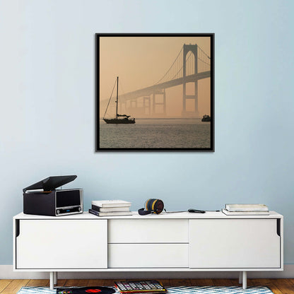 Newport Bridge in Golden Haze Wall Art