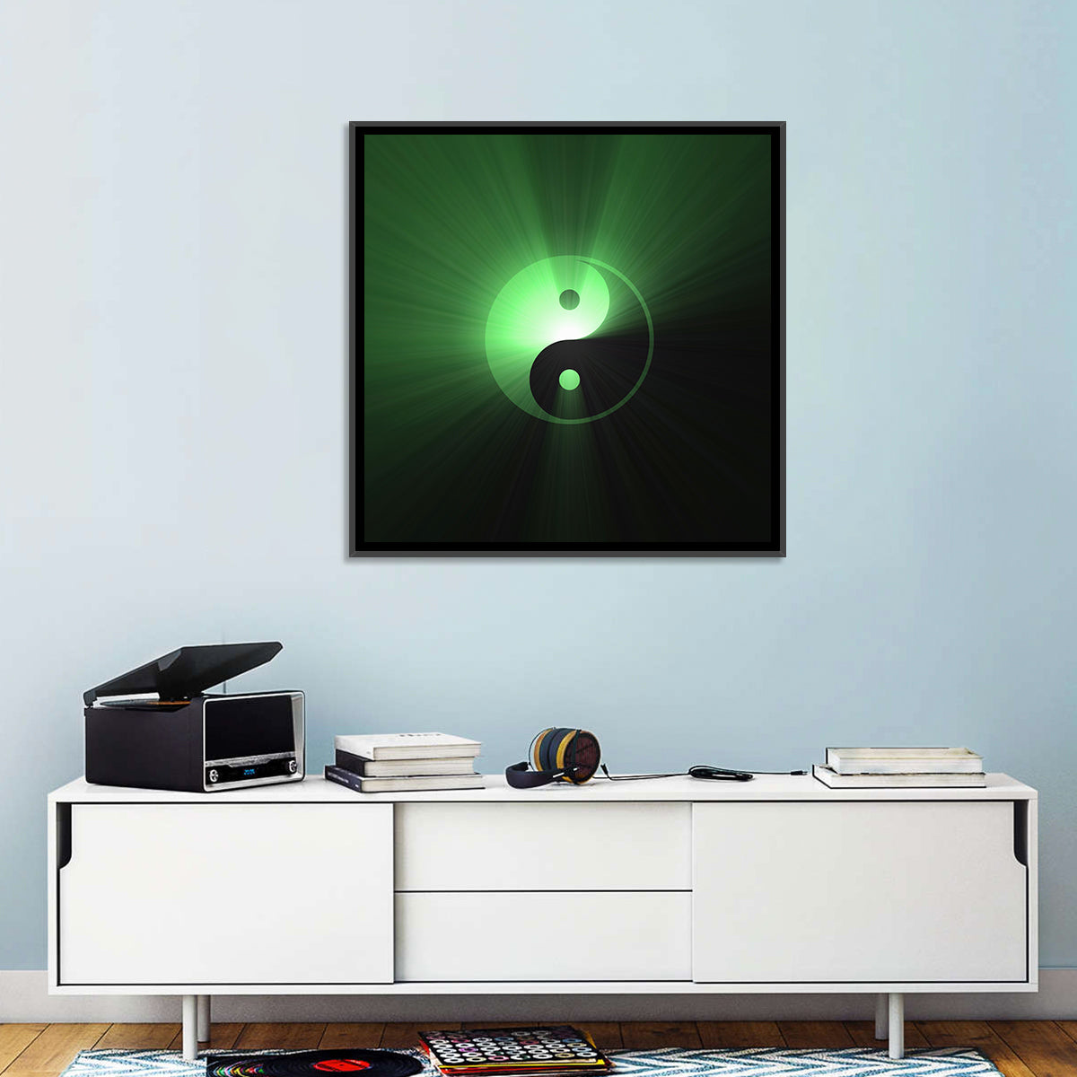 Green Glowing Yin Yang Wall Art