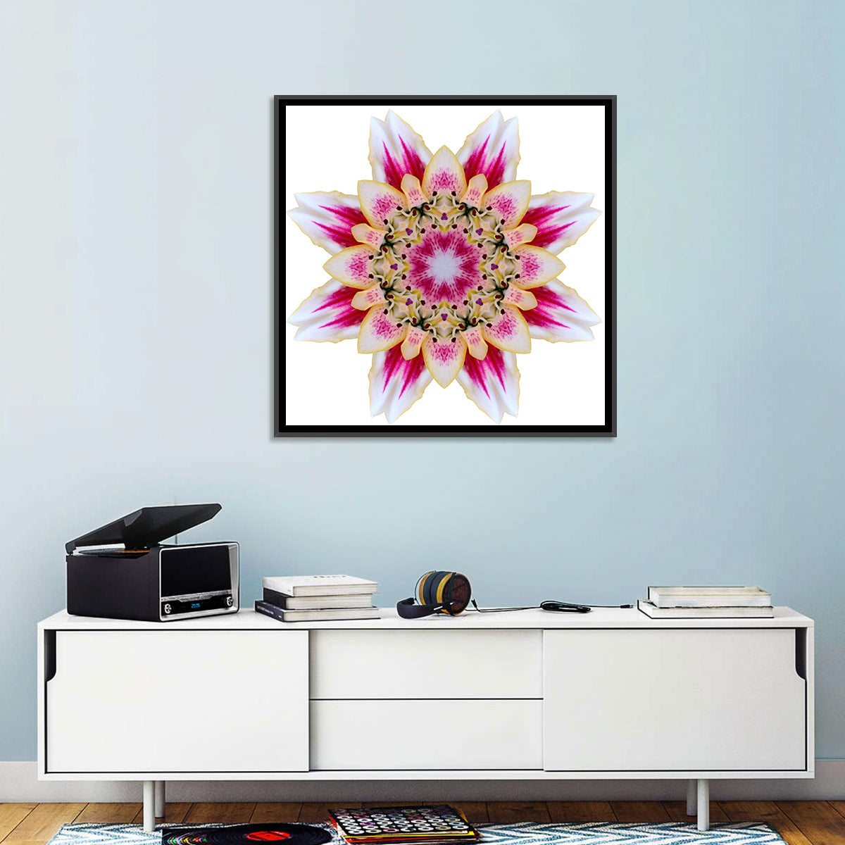 Pink Lily Star Mandala Pattern Wall Art