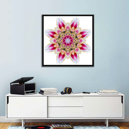 Pink Lily Star Mandala Pattern Wall Art