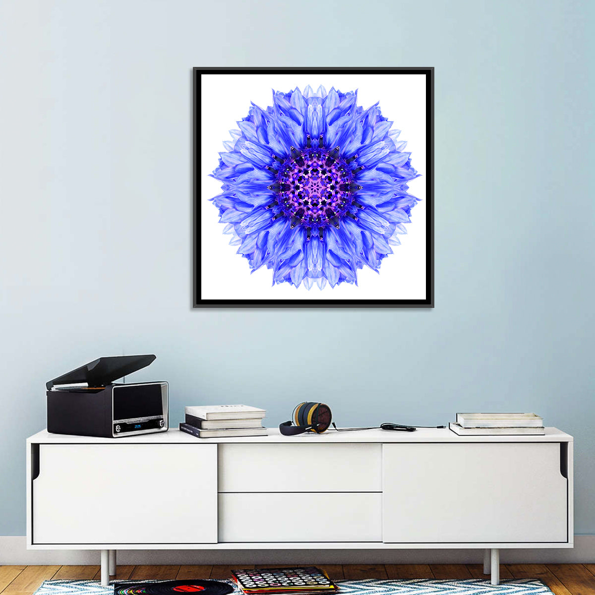 Cornflower Mandala with Dark Violet Center Wall Art