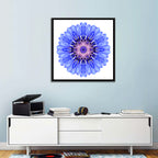 Blue Cornflower Mandala Pattern Wall Art